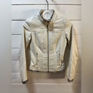 DANIER Beige Leather Jacket – Size 34